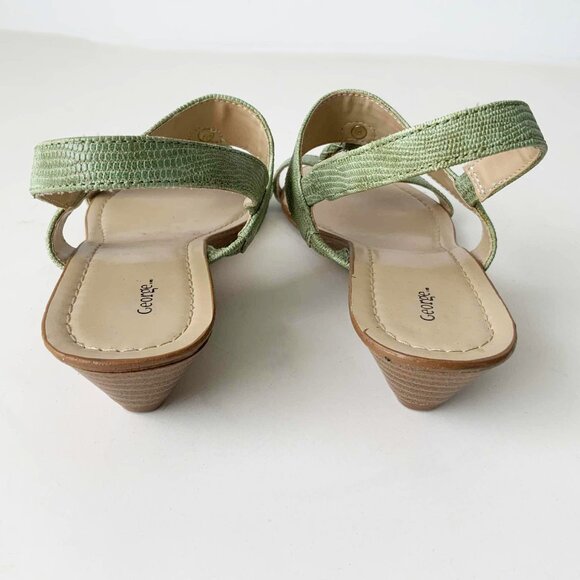 George Green Croc Embossed Vegan Leather Wedge Sandals Size 7 - Picture 9 of 11